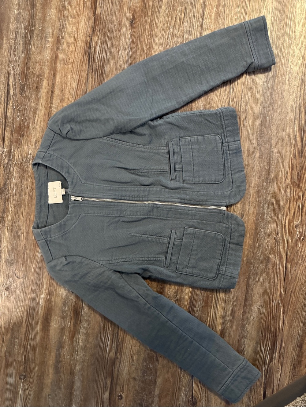 LOFT Dark Gray Zip-Front Petite Jacket